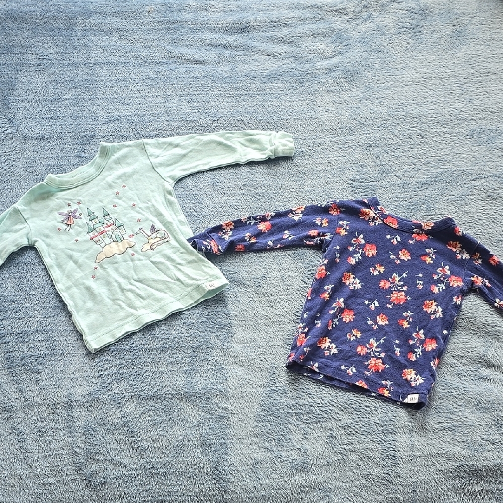 Kids' Long Sleeve Shirts - Green and Blue Floral